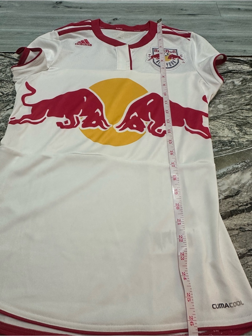 adidas White Women's New York Red Bulls Soccer Jersey with Red & Yellow Logo M - Picture 8 of 11